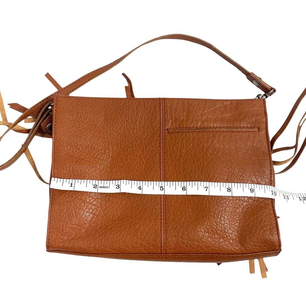 The SAK leather fringe crossbody shoulder purse Cognac brown boho western studs - Picture 9 of 10